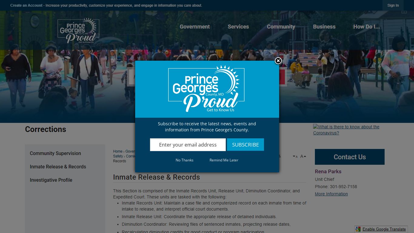 Inmate Release & Records | Prince George's County, MD